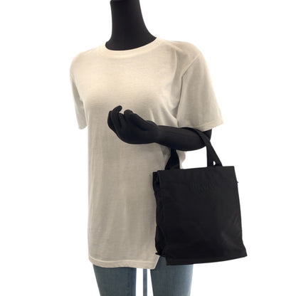 PRADA Handbag Satin Black SilverMetal logo