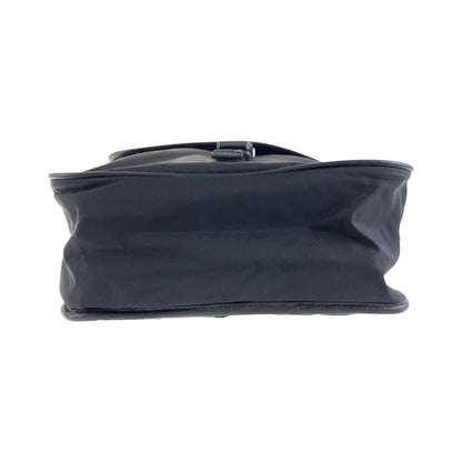 PRADA Shoulder Bag Nylon Black SilverMetal Testo Saffiano Triangle With logo