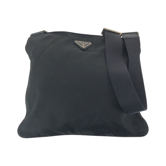 PRADA Shoulder Bag Nylon Black SilverMetal Test Triangle With logo