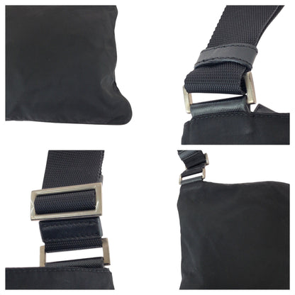 PRADA Shoulder Bag Nylon Black SilverMetal Test Triangle With logo