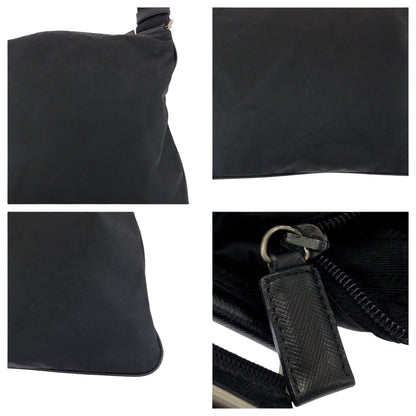 PRADA Shoulder Bag Nylon Black SilverMetal Test Triangle With logo