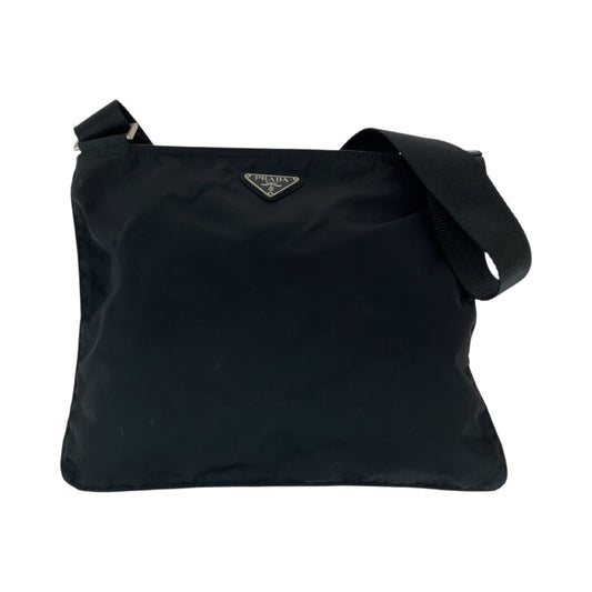 PRADA Shoulder Bag Nylon Black SilverMetal Test Triangle With logo