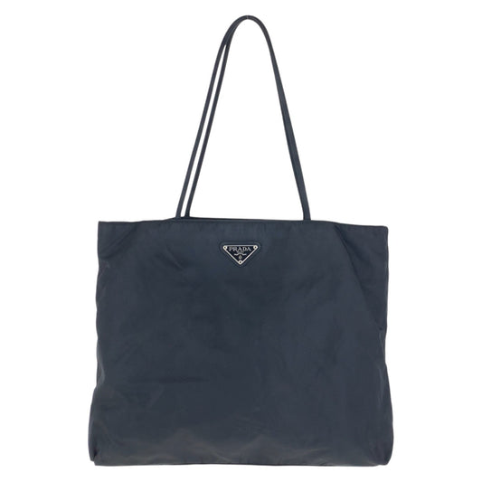 PRADA Tote Bag Nylon Black SilverMetal Test Triangle With logo