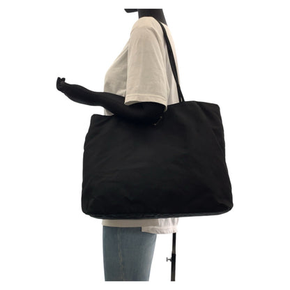 PRADA Tote Bag Nylon Black SilverMetal Test Triangle With logo