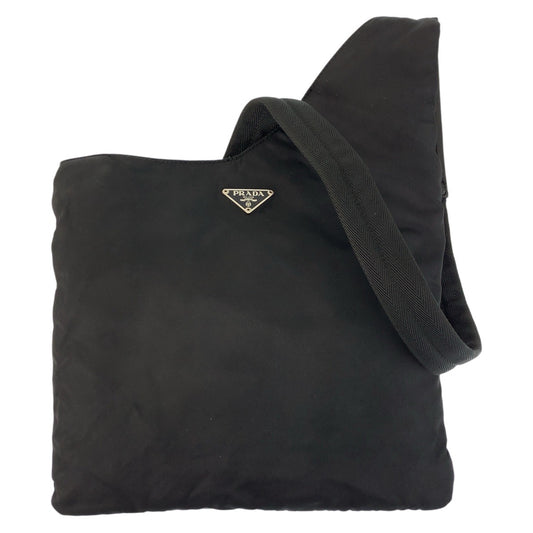 PRADA Shoulder Bag Nylon Black SilverMetal Test Triangle With logo