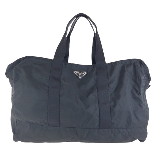 PRADA Boston Duffel bag Nylon Black SilverMetal Test Triangle With logo
