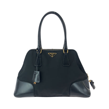 PRADA Handbag Nylon Black GoldMetal Test Triangle With logo