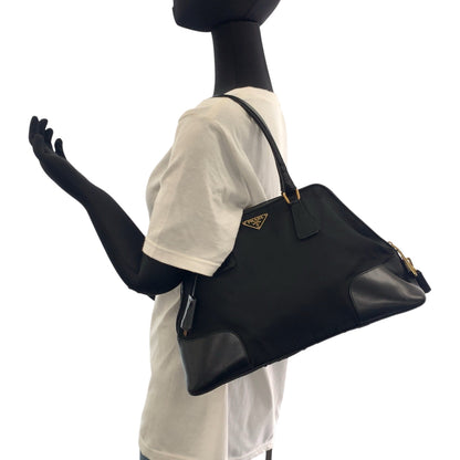 PRADA Handbag Nylon Black GoldMetal Test Triangle With logo
