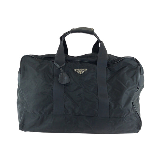 PRADA Boston Duffel bag Nylon Black SilverMetal Test Triangle With logo