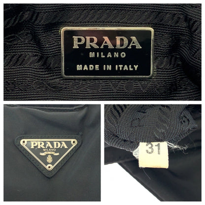 PRADA Tote Bag Nylon Black SilverMetal Test Triangle With logo