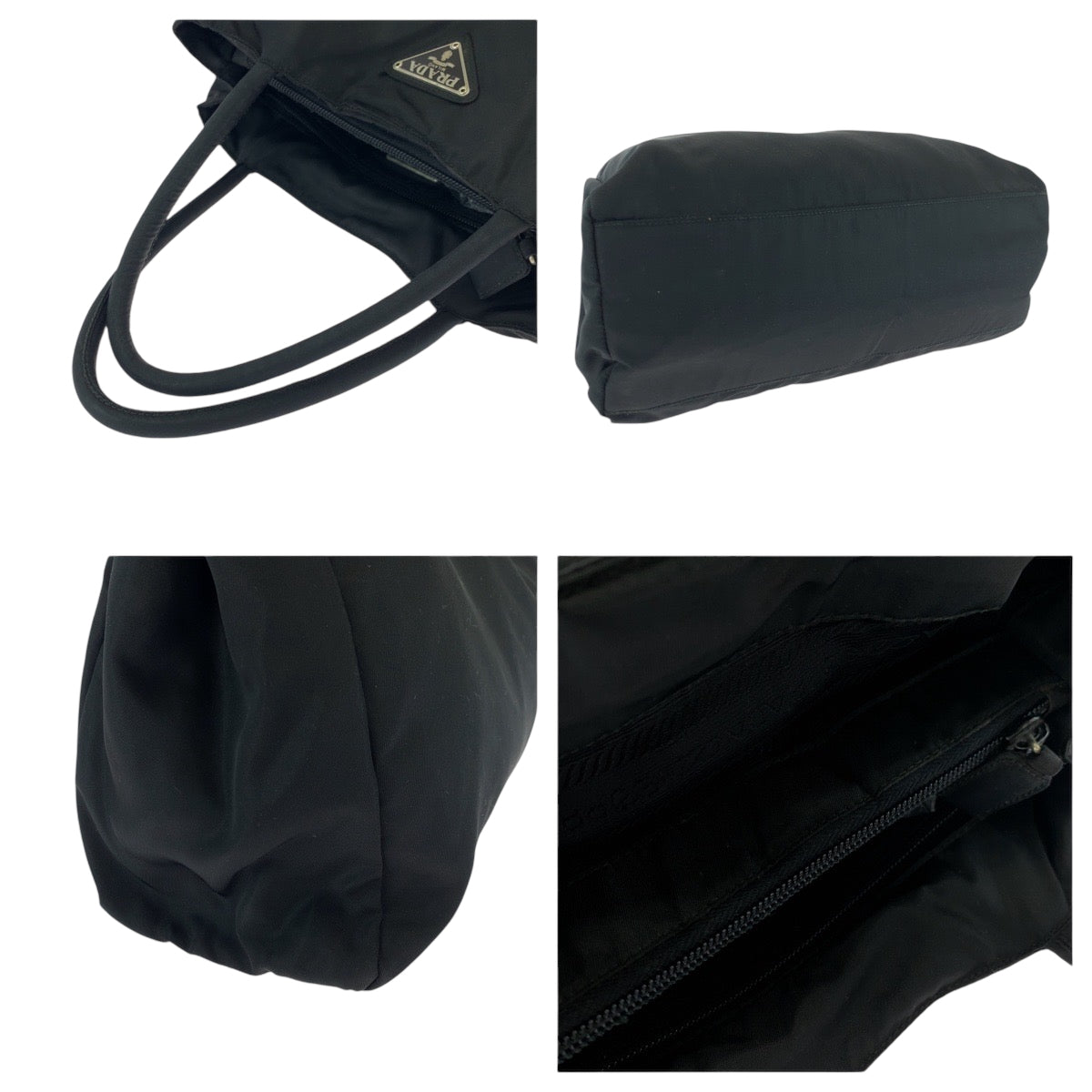 PRADA Tote Bag Nylon Black SilverMetal Test Triangle With logo