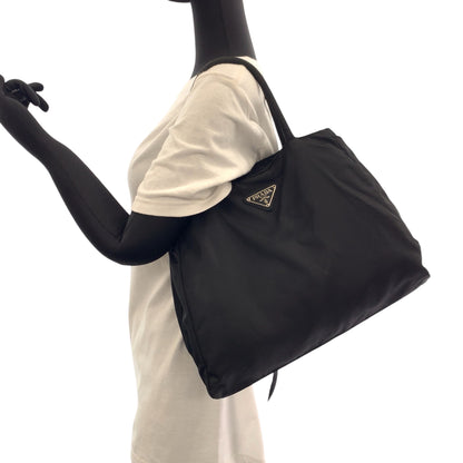 PRADA Tote Bag Nylon Black SilverMetal Test Triangle With logo