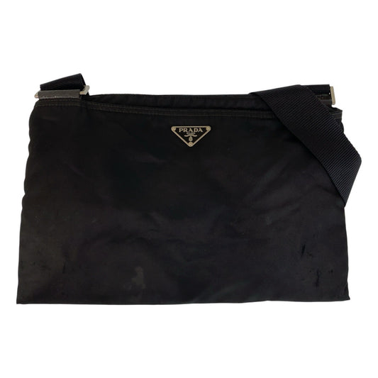 PRADA Shoulder Bag Nylon Black SilverMetal Test Triangle With logo