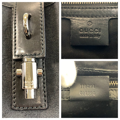 GUCCI Shoulder Bag 110291 GG canvas Black SilverMetal New Jackie