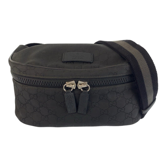 GUCCI Sling bag 449182 GG canvas Black SilverMetal