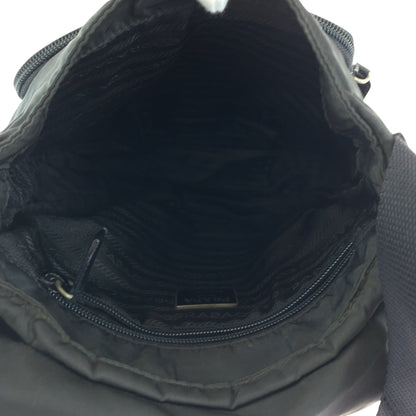 PRADA Shoulder Bag Nylon Black SilverMetal Test Triangle With logo