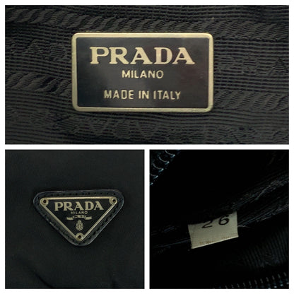 PRADA Shoulder Bag Nylon Black SilverMetal Test Triangle With logo