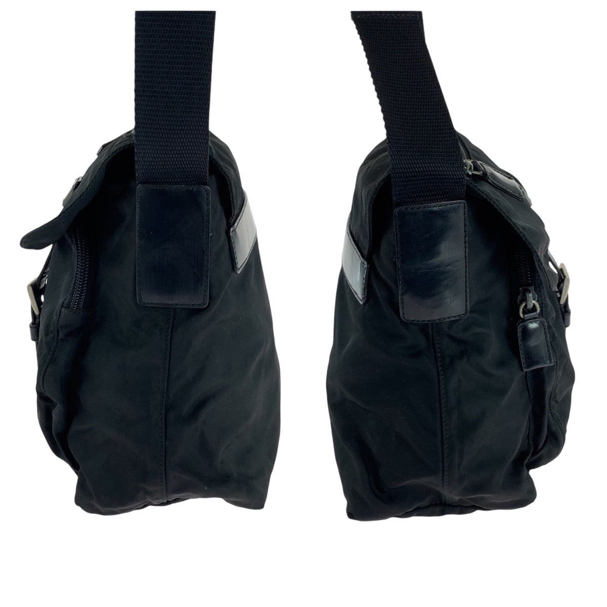 PRADA Shoulder Bag Nylon Black SilverMetal Test Triangle With logo