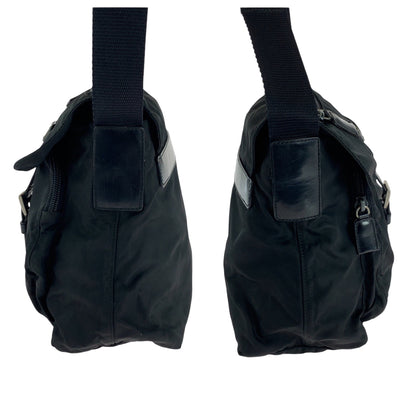 PRADA Shoulder Bag Nylon Black SilverMetal Test Triangle With logo