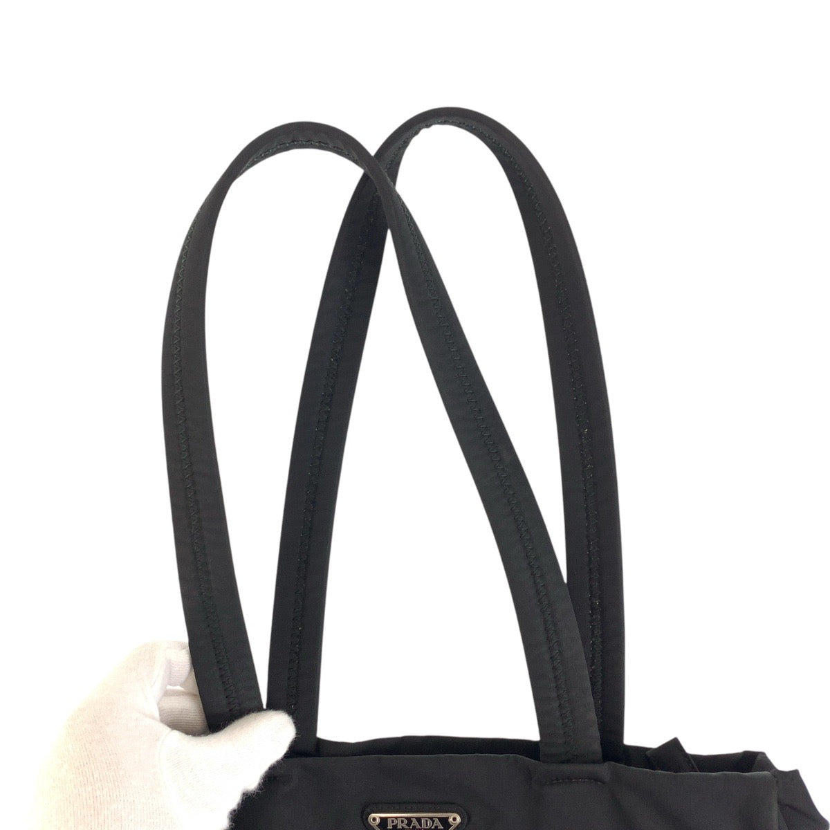 PRADA Tote Bag Nylon Black SilverMetal Test Triangle With logo