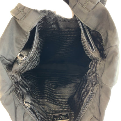 PRADA Tote Bag Nylon Black SilverMetal Test Triangle With logo