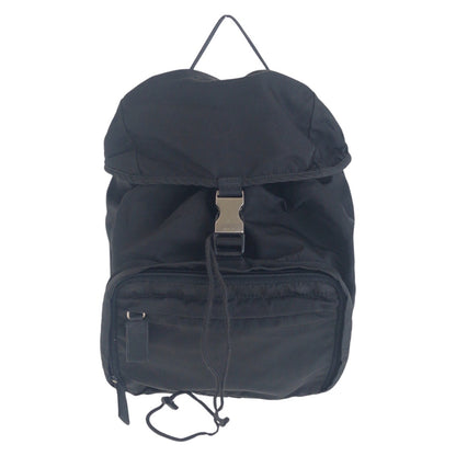 PRADA Backpack Nylon Black SilverMetal Test Triangle With logo
