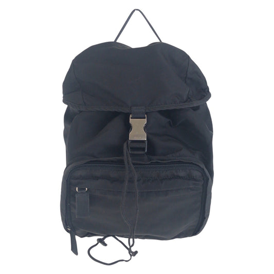 PRADA Backpack Nylon Black SilverMetal Test Triangle With logo