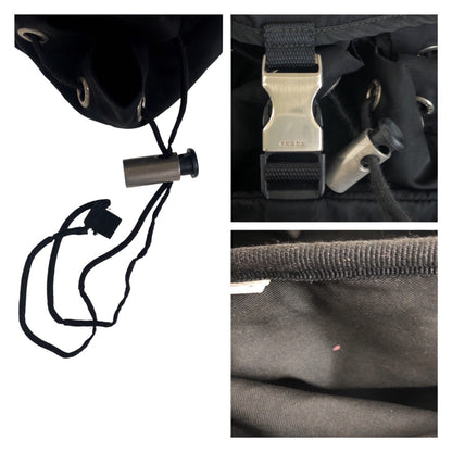 PRADA Backpack Nylon Black SilverMetal Test Triangle With logo