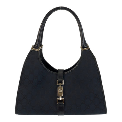 GUCCI Shoulder Bag 002 1067 GG canvas Black black Jackie