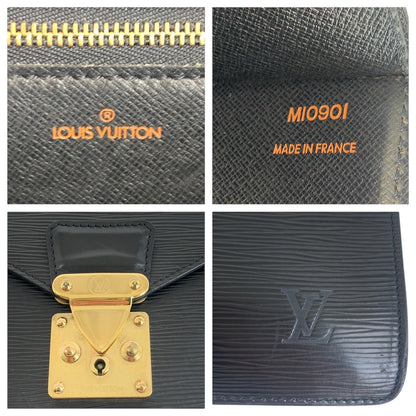 LOUIS VUITTON Business bag M54422 Epi Leather Noir Black Gold Metal Epi Serving Assistant