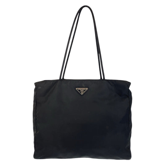 PRADA Tote Bag Nylon Black SilverMetal Test Triangle With logo