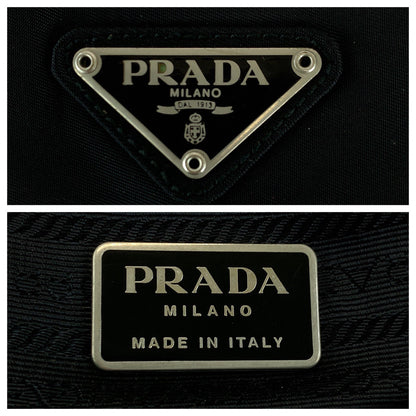 PRADA Tote Bag Nylon Black SilverMetal Test Triangle With logo