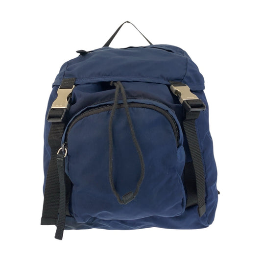 PRADA Backpack Nylon Navy SilverMetal Test Triangle With logo