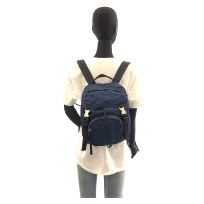 PRADA Backpack Nylon Navy SilverMetal Test Triangle With logo
