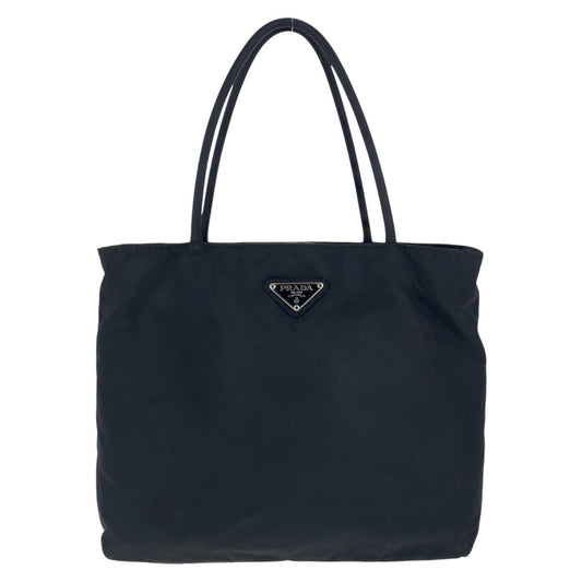 PRADA Tote Bag Nylon Black SilverMetal Test Triangle With logo