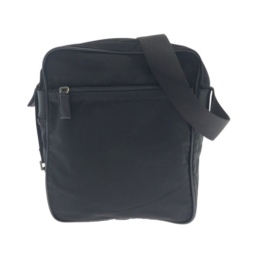 PRADA Shoulder Bag V160 Nylon Black SilverMetal Test Triangle With logo