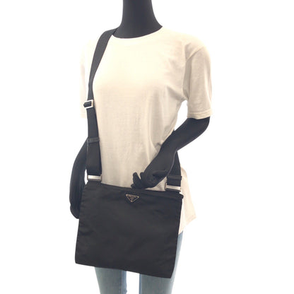 PRADA Shoulder Bag Nylon black Test Triangle With logo