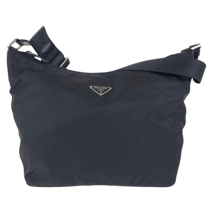 PRADA Shoulder Bag Nylon Black SilverMetal Test Triangle With logo