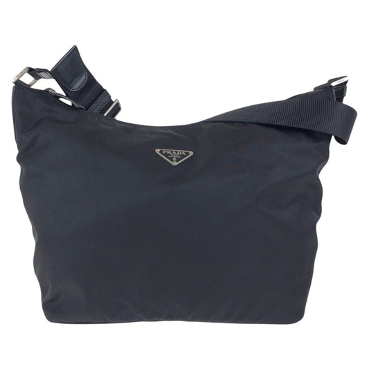PRADA Shoulder Bag Nylon Black SilverMetal Test Triangle With logo