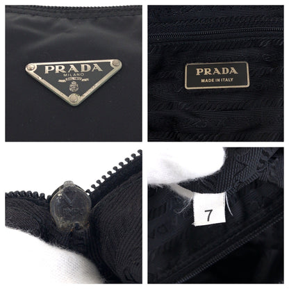 PRADA Shoulder Bag Nylon Black SilverMetal Test Triangle With logo