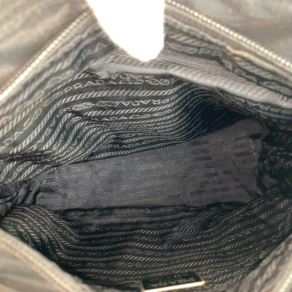 PRADA Tote Bag Nylon Black SilverMetal Test Triangle With logo
