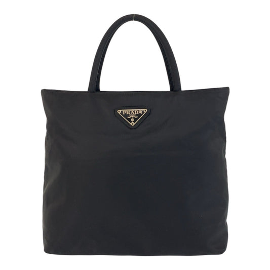 PRADA Tote Bag Nylon Black SilverMetal Test Triangle With logo