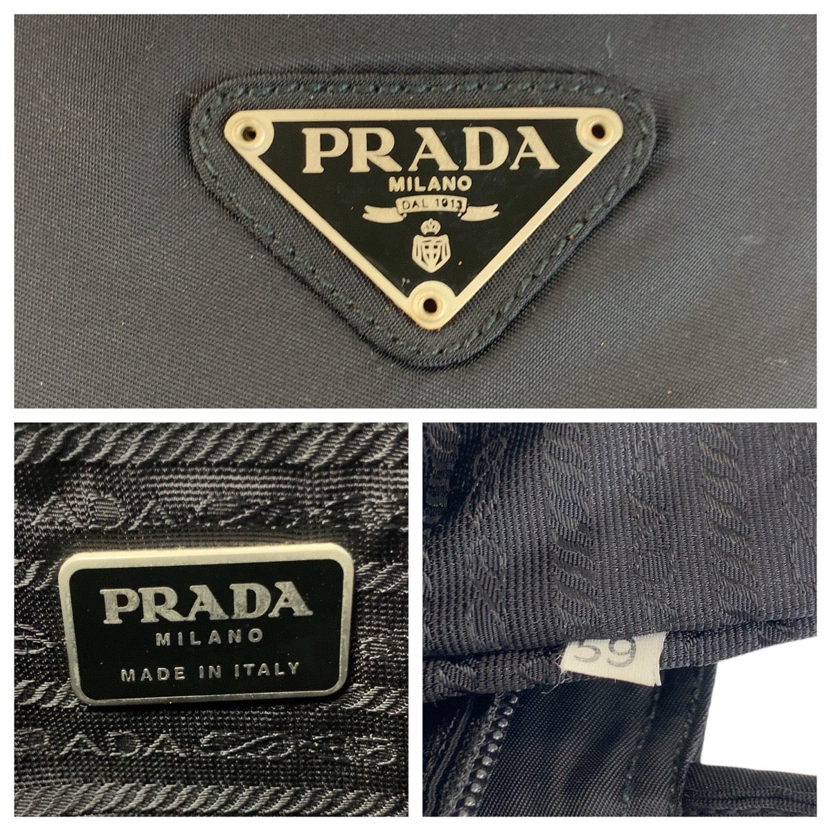 PRADA Tote Bag Nylon Black SilverMetal Test Triangle With logo
