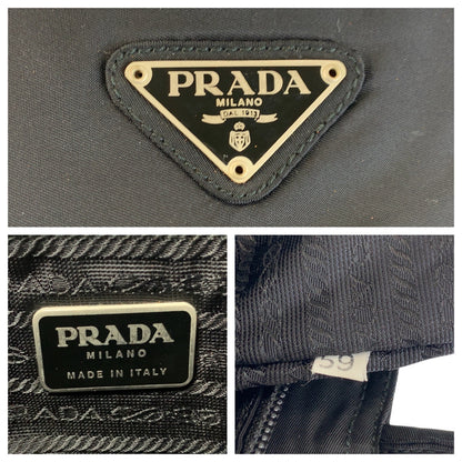 PRADA Tote Bag Nylon Black SilverMetal Test Triangle With logo