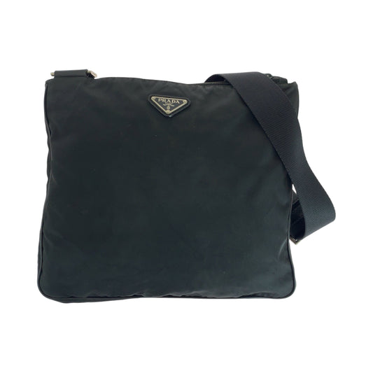 PRADA Shoulder Bag Nylon Black SilverMetal Test Triangle With logo