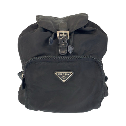 PRADA Backpack Nylon Black SilverMetal Test Triangle With logo