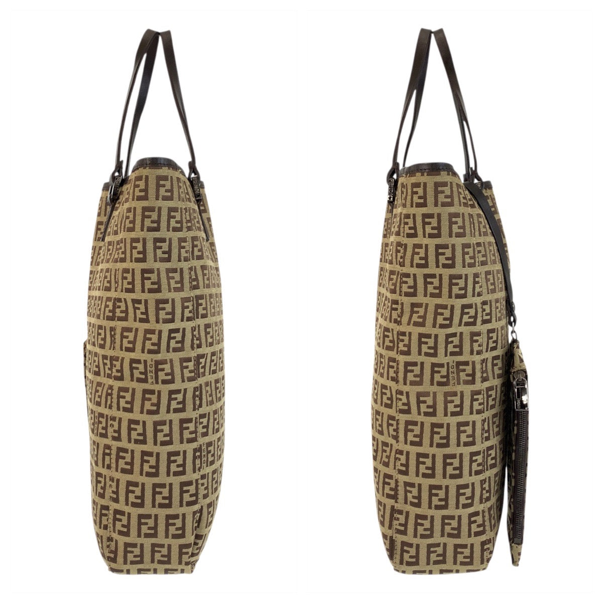 FENDI Tote Bag 8BH006 canvas Beige brown Zucchino