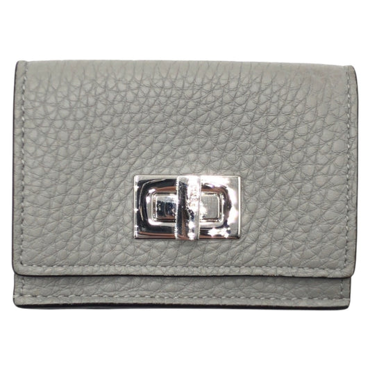 FENDI Tri-fold wallet 8M0426 A91B 229 2018 leather Grey SilverMetal Peekaboo