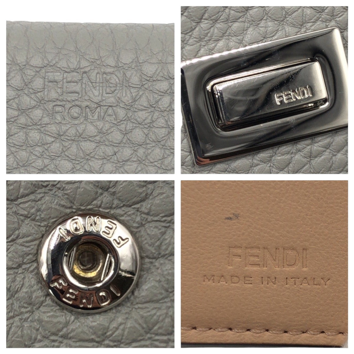 FENDI Tri-fold wallet 8M0426 A91B 229 2018 leather Grey SilverMetal Peekaboo