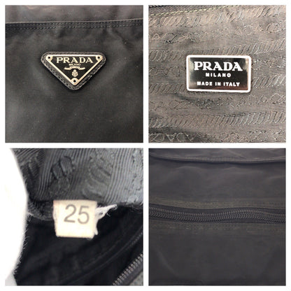 PRADA Shoulder Bag Nylon Black SilverMetal Test Triangle With logo